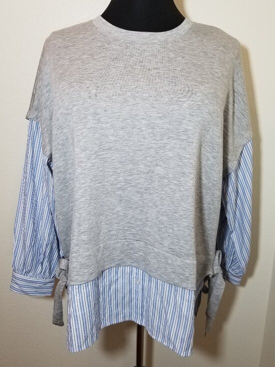 Adrienne Vittadini Tops - Adrienne Vittadini Womens 3X Knit Layered Striped Long Sleeve Shirt/Hem Preppy